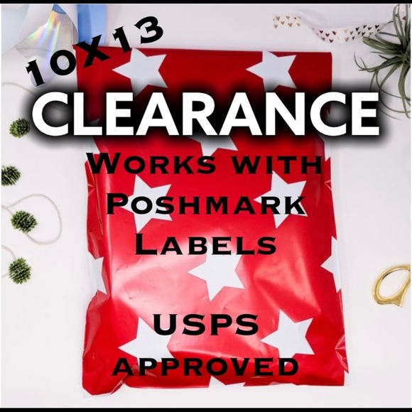 25 10X13 Red and White Star Poly Mailers PRICEFIRM - Picture 2 of 6